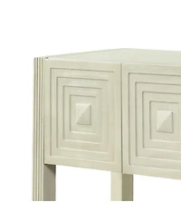 Streamdale Furniture Geometric Carved 3-Drawer Console Table with Fluted Legs