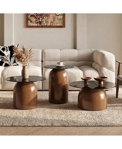 Streamdale Furniture 3-Piece Nesting Coffee Table Set with Glass Top
