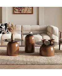 Streamdale Furniture 3-Piece Nesting Coffee Table Set with Glass Top