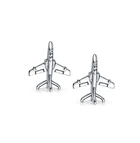 Bling Jewelry Men's Pilot Military Jet Airplane Shirt Cufflinks Silver Tone Stainless Steel