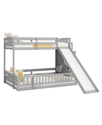 Streamdale Furniture Full Bunk Bed with Slide, Storage Staircase, and Guardrails,