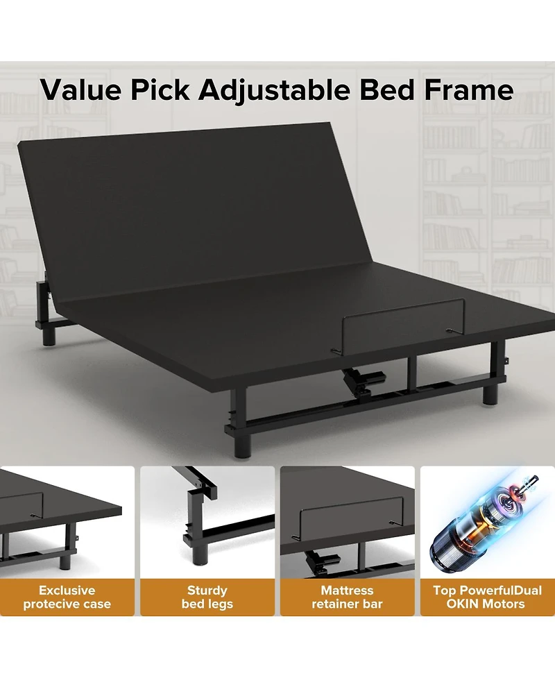 Streamdale Furniture Bed Base with Wireless Remote, Usb Ports and Zero Gravity