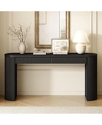 Streamdale Furniture 58.3" Arched Console Table with Dual Drawers and Pine Veneer Finish