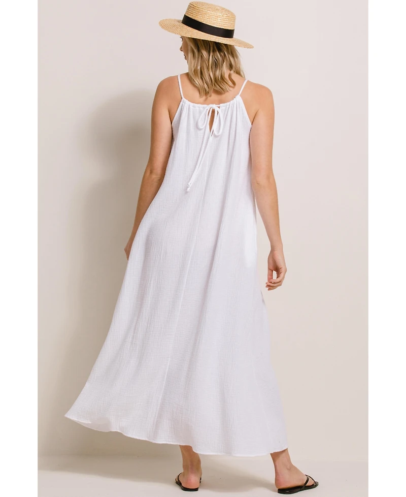 Hello Miz Maternity Sleeveless Scoop Neck Maxi Sundress with Pockets