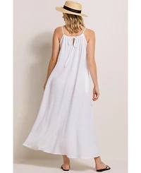 Hello Miz Maternity Sleeveless Scoop Neck Maxi Sundress with Pockets