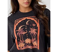 Guess Women's Short-Sleeve Desert Rose Crop Oversize T-Shirt