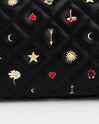 Fable England Women's Quilted Celestial Embroidered Pouch
