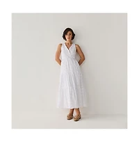 Reistor Women's Embroidered Cotton Tiered Wrap Maxi Dress
