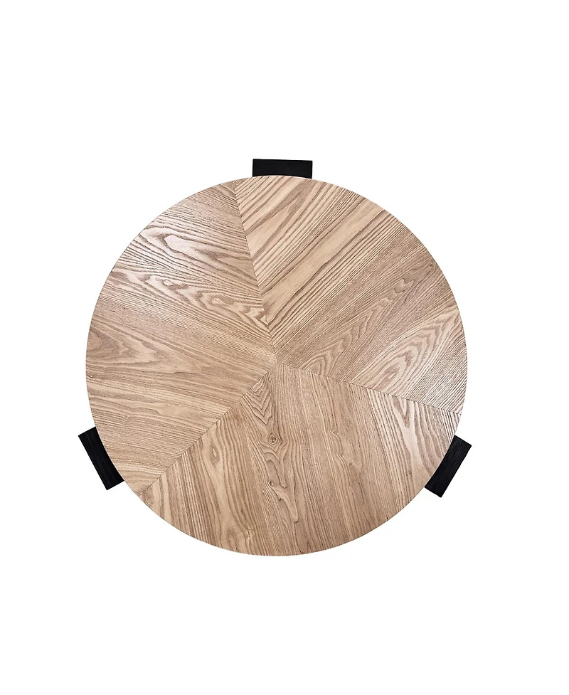 Streamdale Furniture 33'' Round Wood Coffee Table with Hidden Storage and 3 Block Legs