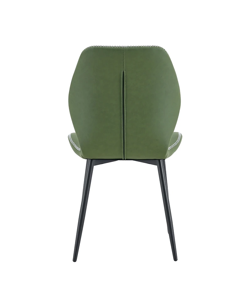 Streamdale Furniture Set Retro Olive Green Pu Dining Chairs with Metal Legs
