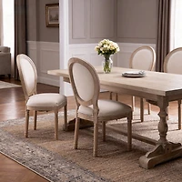 Streamdale Furniture French Style Linen Oval Back Dining Chairs, Set of 2