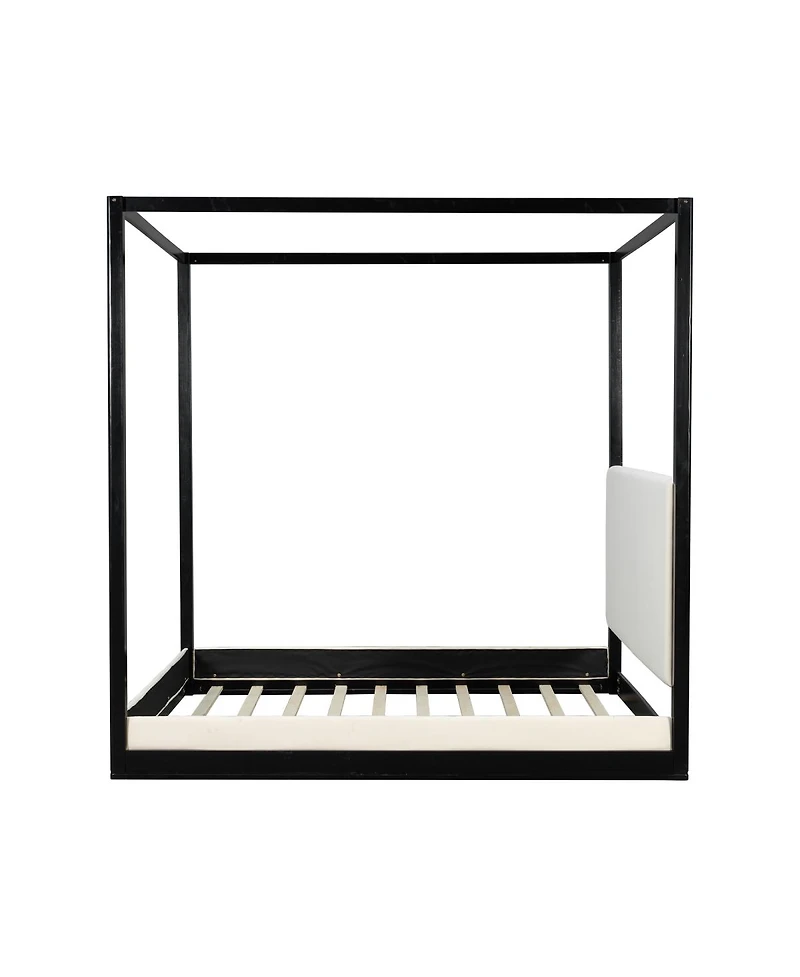 Streamdale Furniture Canopy Platform Bed with Upholstered Headboard
