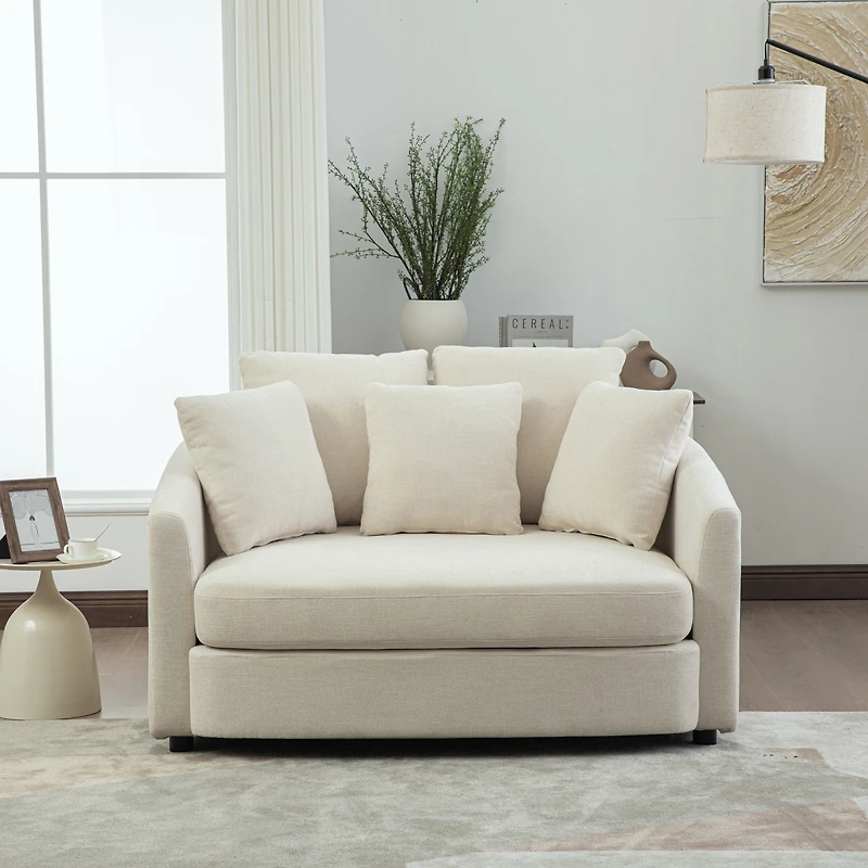 Streamdale Furniture 56.3'' Wide Upholstered Round Cuddle Chaise with Pillows
