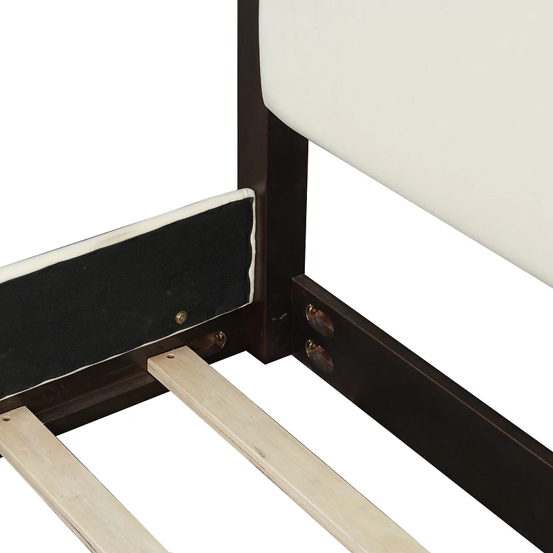 Streamdale Furniture Wood Canopy Platform Bed with Upholstered Headboard