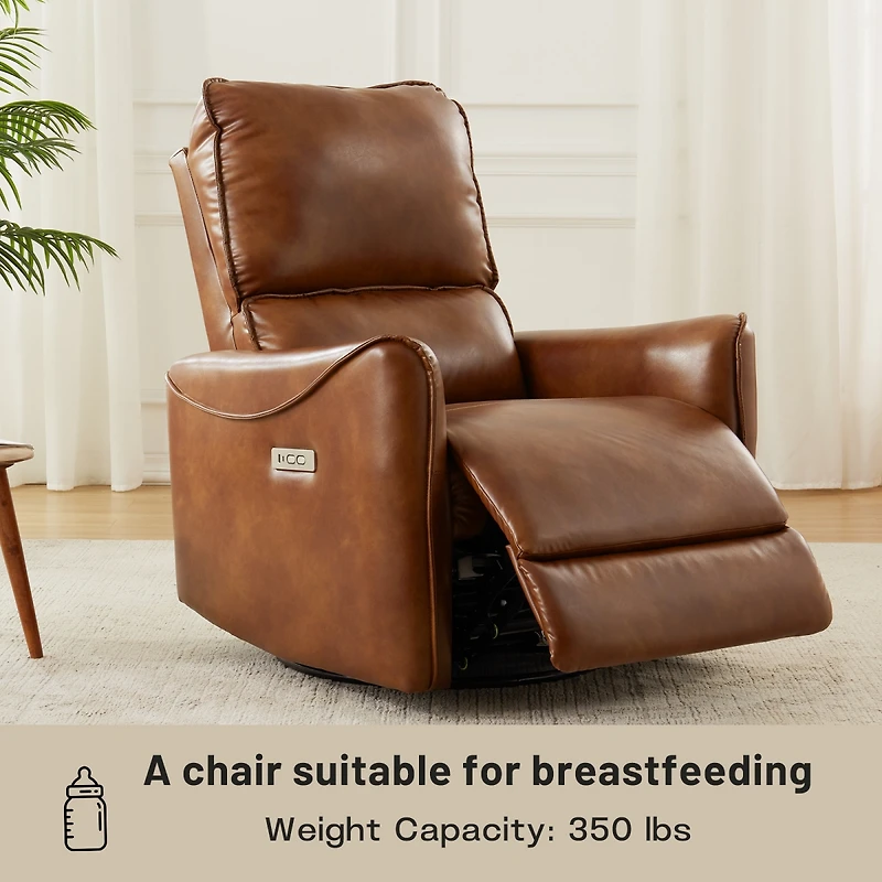 Streamdale Furniture High-Resilience Foam Swivel Power Recliner - Easy Minute Assembly