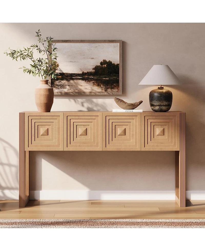 Streamdale Furniture Geometric Carved 3-Drawer Console Table