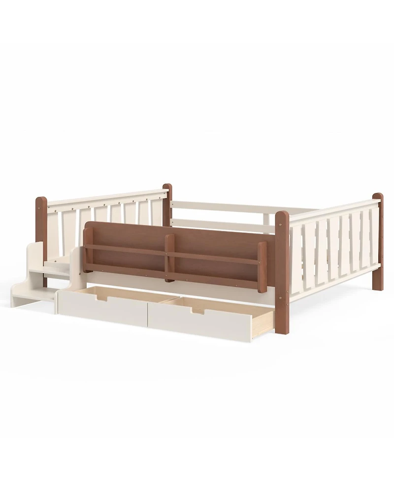 Streamdale Furniture Floor Bed with Storage Bookcases, Drawers, and Stairs