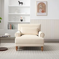 Streamdale Furniture Mirod Elegant Circular Armrest Chair with Ergonomic Lumbar and Roman Column Legs