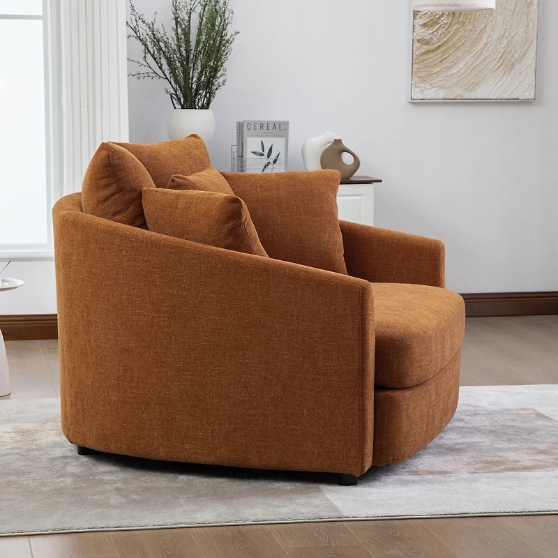 Streamdale Furniture Wide Upholstered Round Cuddle Chaise with Pillows