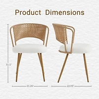 Streamdale Furniture Wicker Dining Chair Set with Padded Cushions and Metal Legs