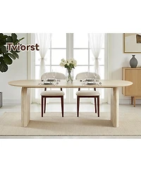 Streamdale Furniture Piece Mid-Century Modern Linen Dining Chair Set