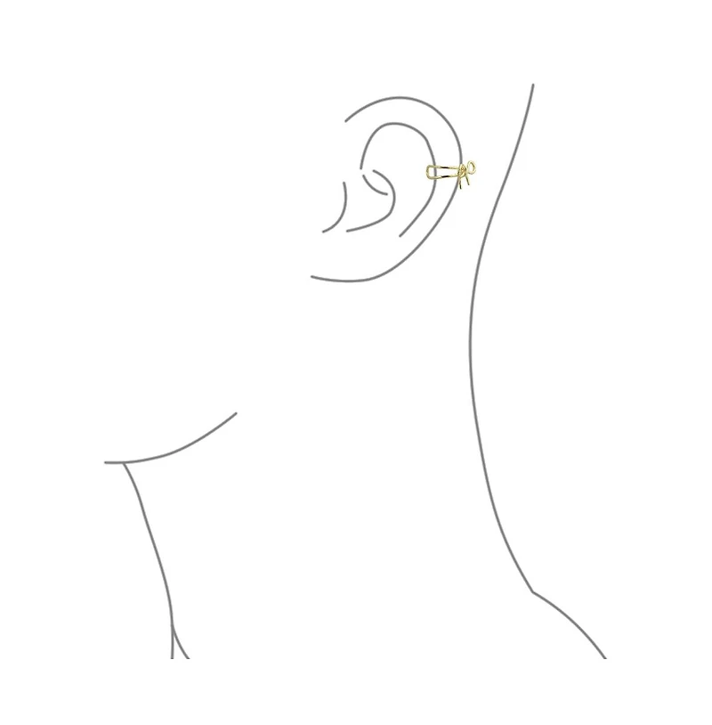Bling Jewelry Dainty Ribbon Ear Cuff Bow Cartilage Wrap Earrings Non-Pierced Gold Plated .925 Sterling Silver
