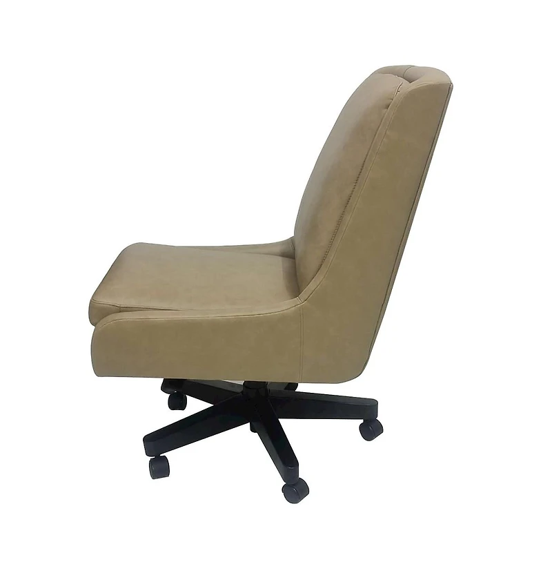 Parker Living Pillowtop Armless Office Chair with Walnut Wood Base - Adjustable Height, Swivel Rolling Desk Chair