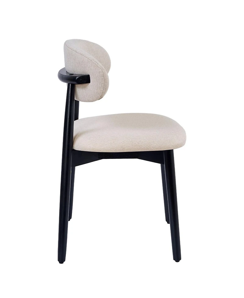 Streamdale Furniture Cotton-Linen Upholstered Dining Chairs with Black Wood Legs, Set of 4