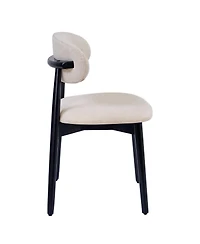 Streamdale Furniture Cotton-Linen Upholstered Dining Chairs with Black Wood Legs, Set of 4