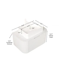 Sillysis Wall Mounted Bathroom Vanity with Rectangular Ceramic Basin, Sintered Stone Top, Stripe Panel