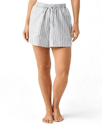 Reistor Women's Striped Linen Drawstring Relaxed Shorts