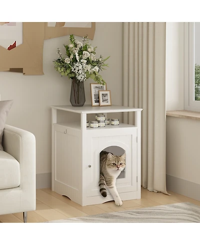 Streamdale Furniture Modern Wooden Cat Litter Box Enclosure with Storage Shelf