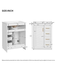 Sillysis 24 Inch Modern Bathroom Vanity with Sink, Solid Wood Mdf Cabinet 3 Soft Close Drawers, Space-Saving Storage