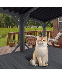 Streamdale Furniture 43.3" Outdoor Cat Window Box Enclosure with Bug-Proof Net