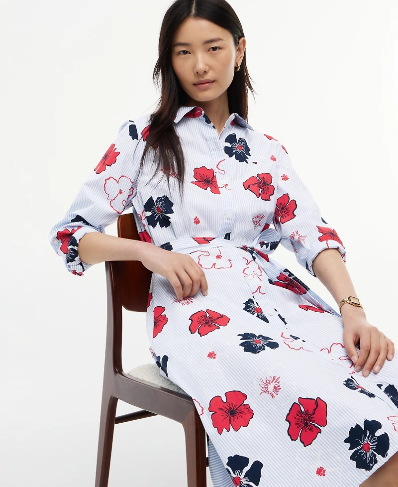 Tommy Hilfiger Women's Classic Poplin Long-Sleeve Shirt Dress