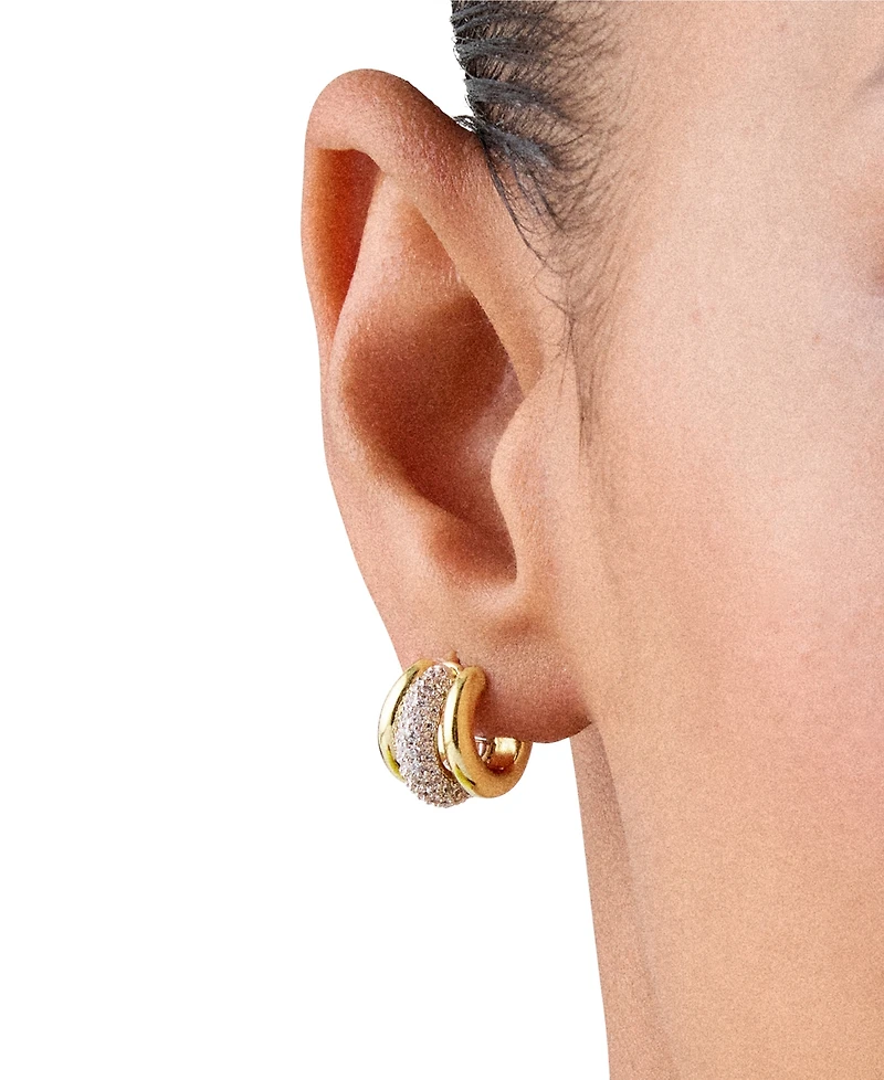 kate spade new york Cubic Zirconia Tiny Twinkles Pave Trio Huggie Earrings