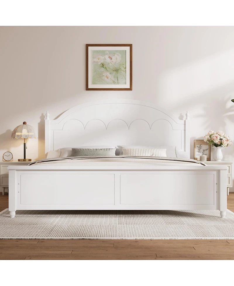 Streamdale Furniture Wooden Bed Frame with Arched Headboard and Classic Design