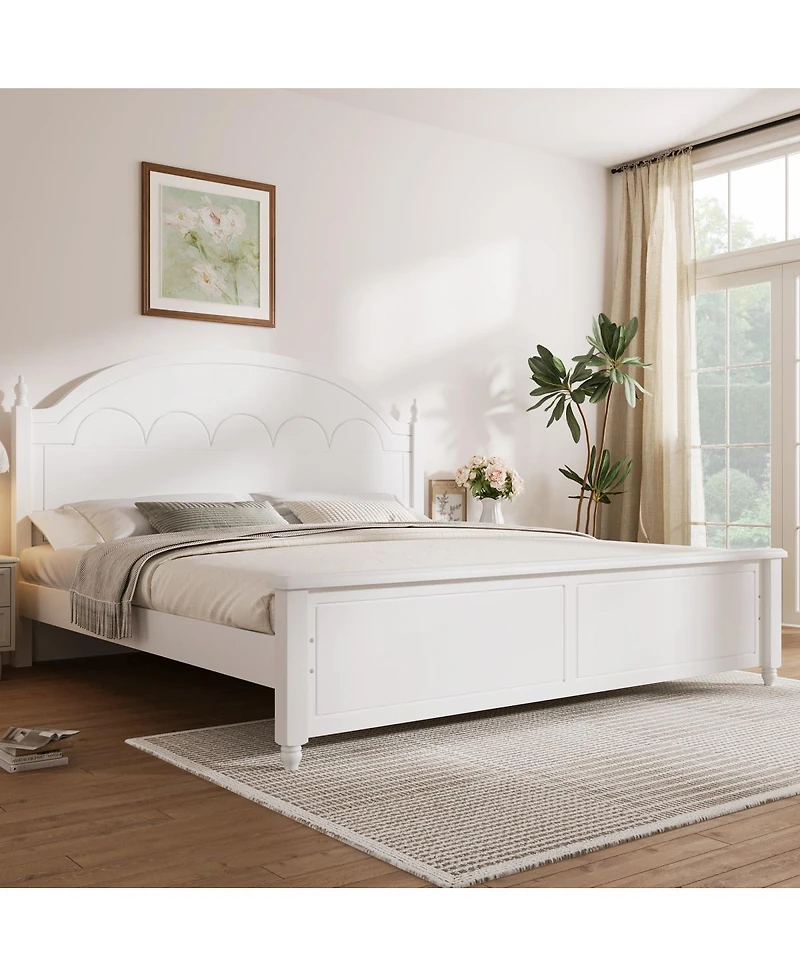 Streamdale Furniture Wooden Bed Frame with Arched Headboard and Classic Design