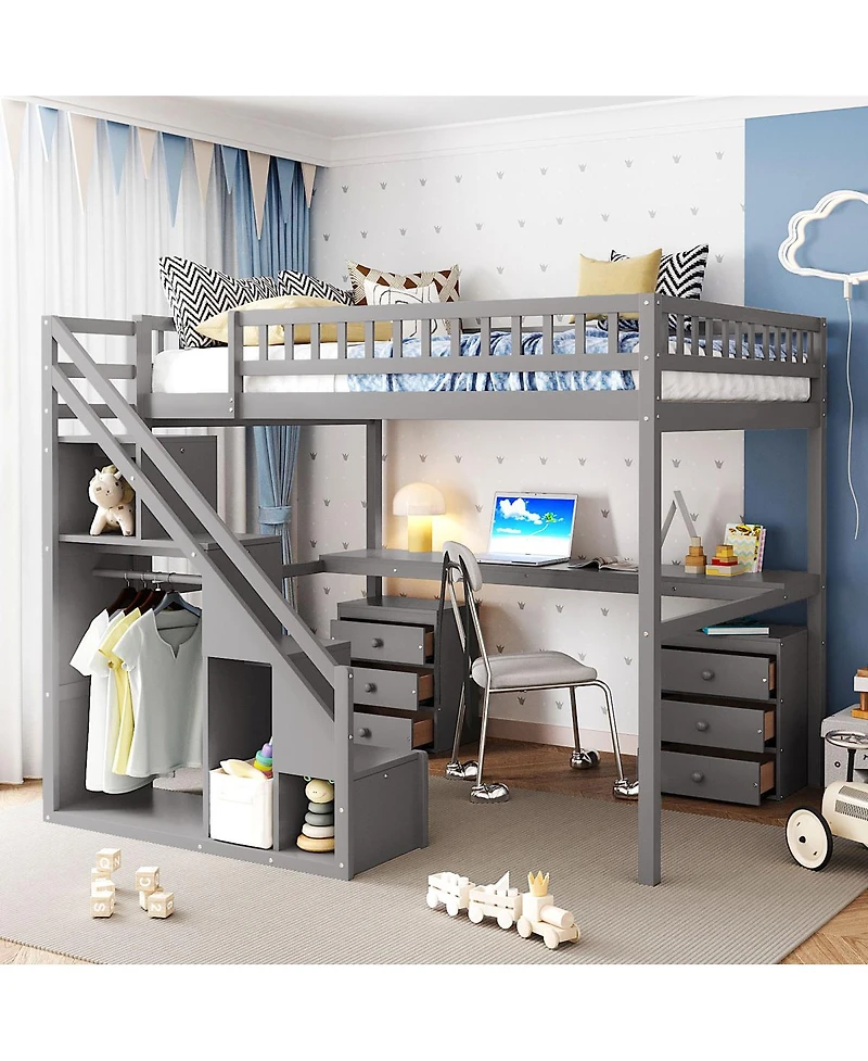 Streamdale Furniture Loft Bed with Two Chest of Drawers