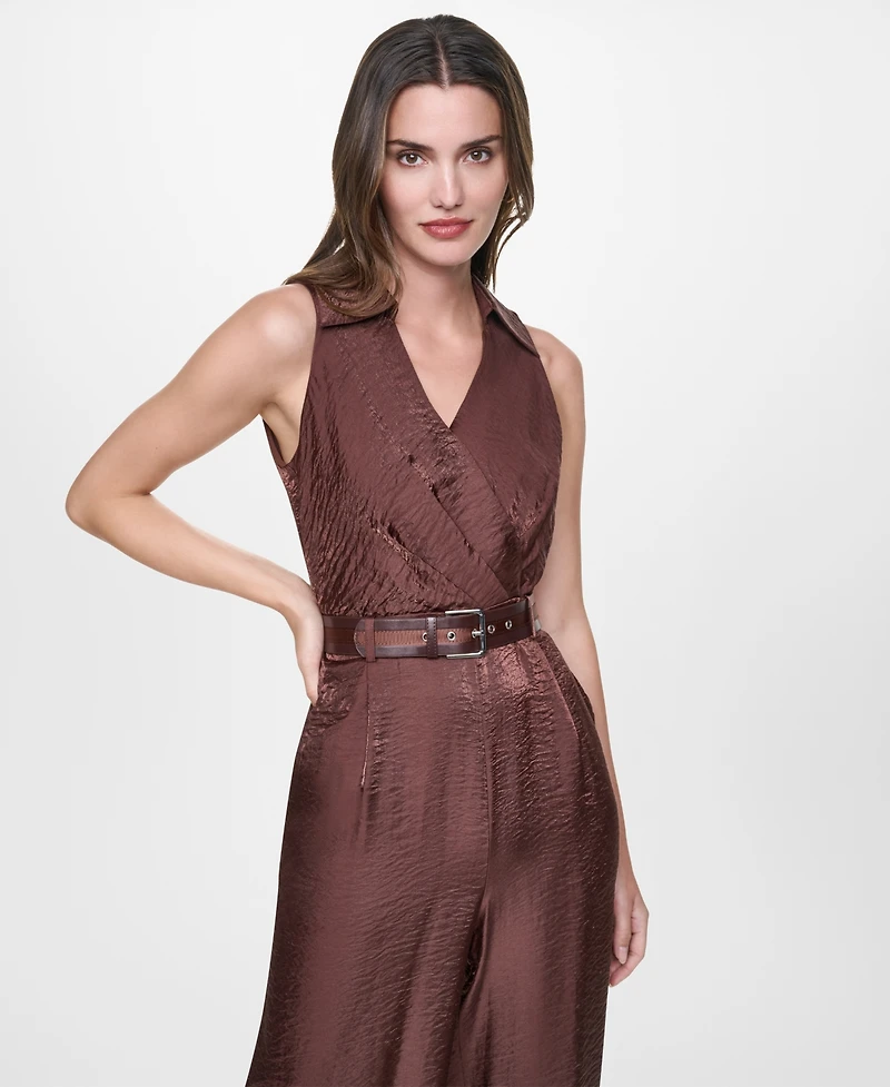 Dkny Women's Sleeveless Belted Jumpsuit