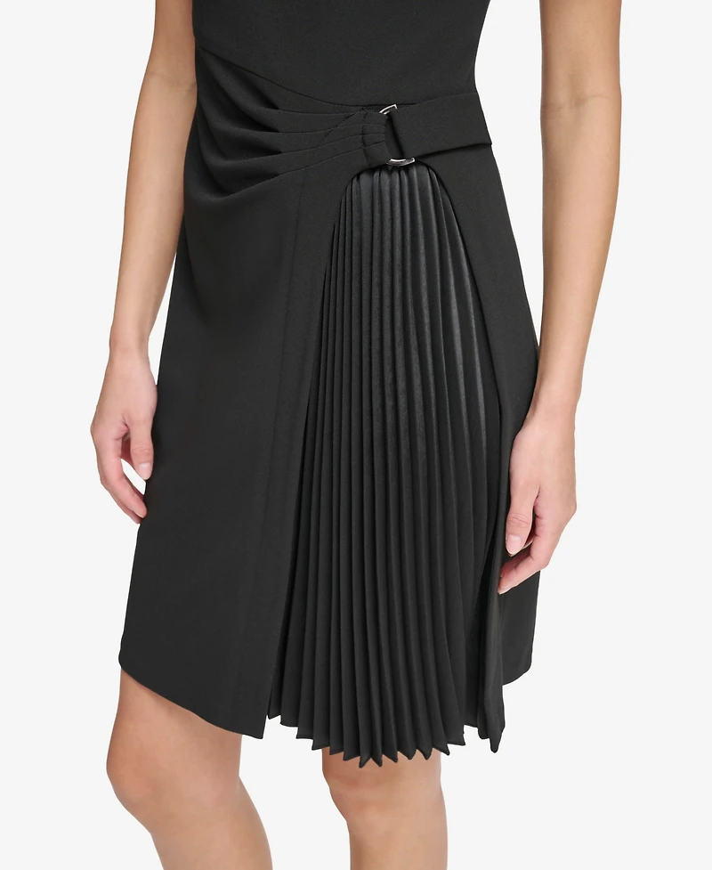 Dkny Women's Pleated Skirt Detail Short-Sleeve Dress