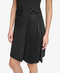 Dkny Women's Pleated Skirt Detail Short-Sleeve Dress