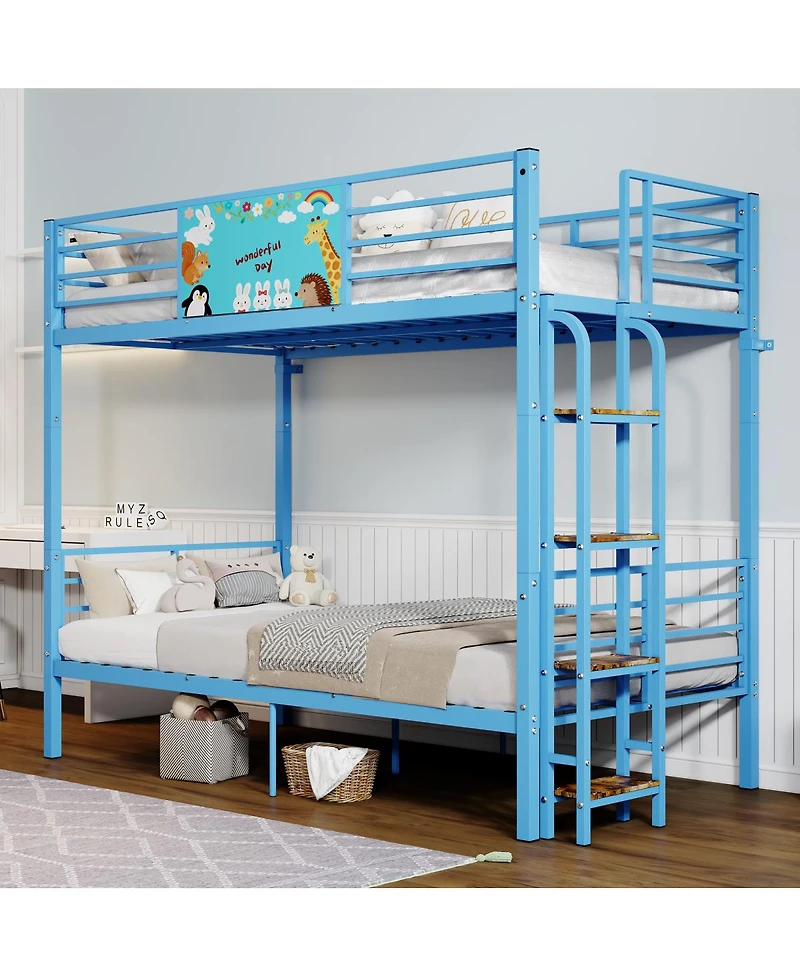 Streamdale Furniture Metal Floor Bunk Bed with Ladder, Heavy Duty