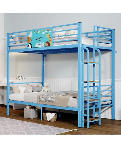 Streamdale Furniture Metal Floor Bunk Bed with Ladder, Heavy Duty