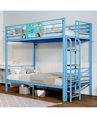 Streamdale Furniture Metal Floor Bunk Bed with Ladder, Heavy Duty
