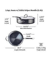 Hestan NanoBond Titanium Stainless Steel 3.5-Quart Covered Saute with Helper Handle