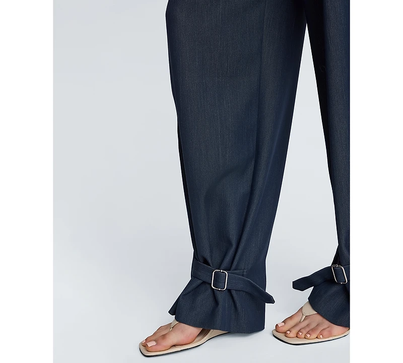 Kenneth Cole Women's High-Rise Belted Cuff Pants