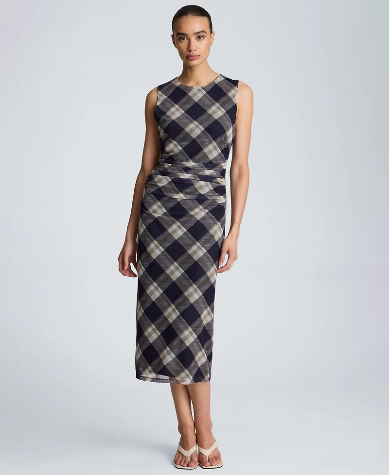 Kenneth Cole Women's Sleeveless Side Ruched Midi Dress
