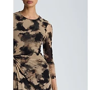 Kenneth Cole Women's Knot Front Printed Mesh Midi Dress
