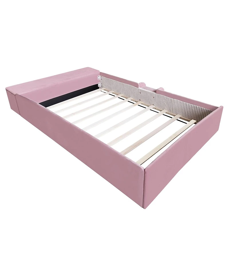 Streamdale Furniture Velvet Daybed with Stairs, Gas Lift Storage, and Padded Guardrails